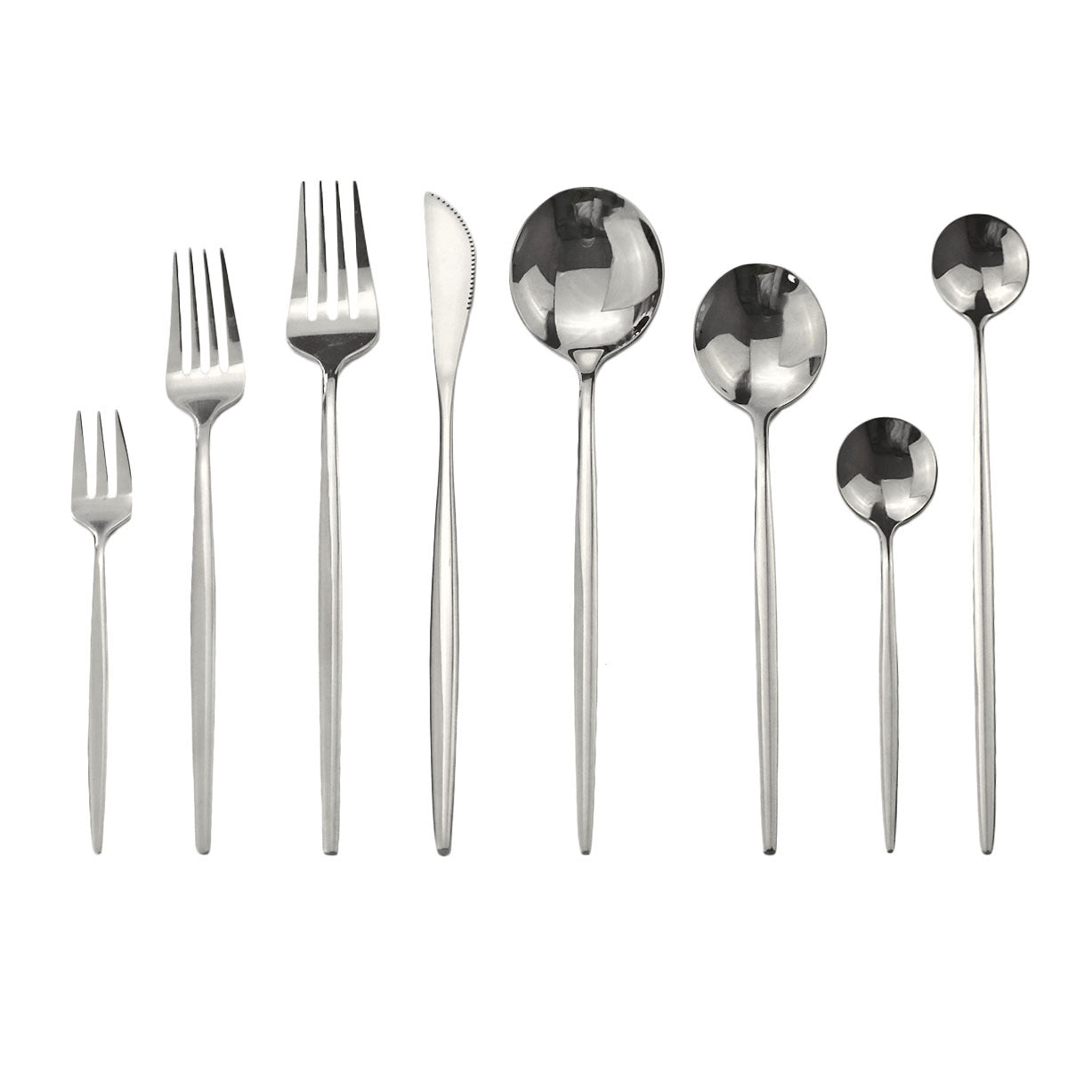 Stainless Steel Cutlery Set - Steak Knife, Fork & Spoon - Multiple Finishes
