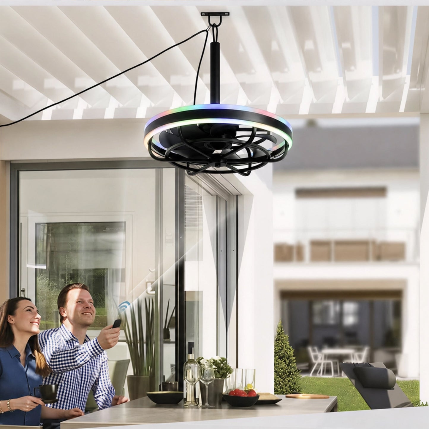 Dimmable Ceiling Fan Light with Remote Control - Matte Black
