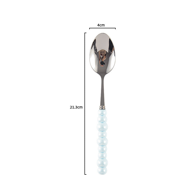 Ceramic Pearl Handle Cutlery Set - Spoon Fork Knife Household Dinnerware