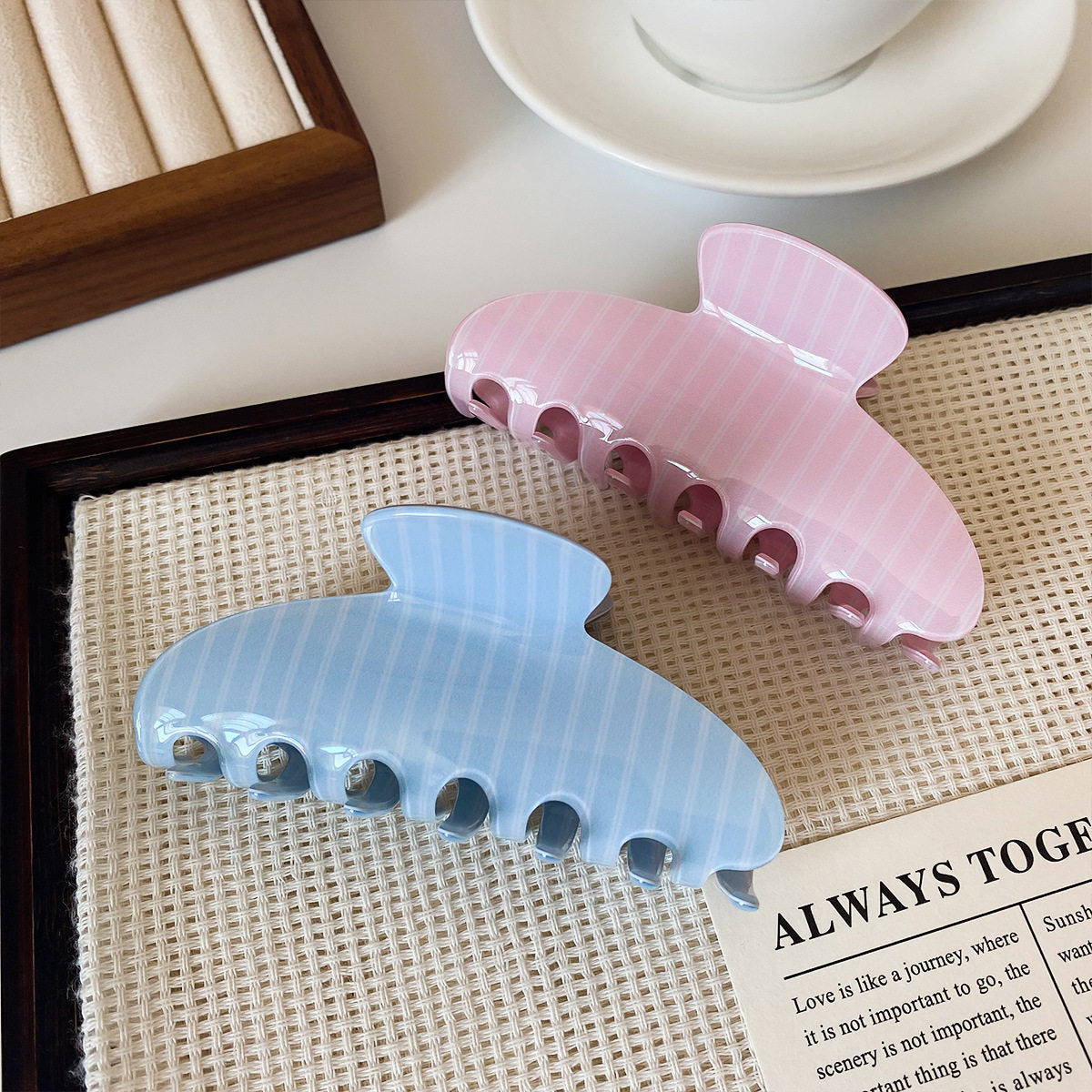Striped Acetate Claw Clip for Women and Men