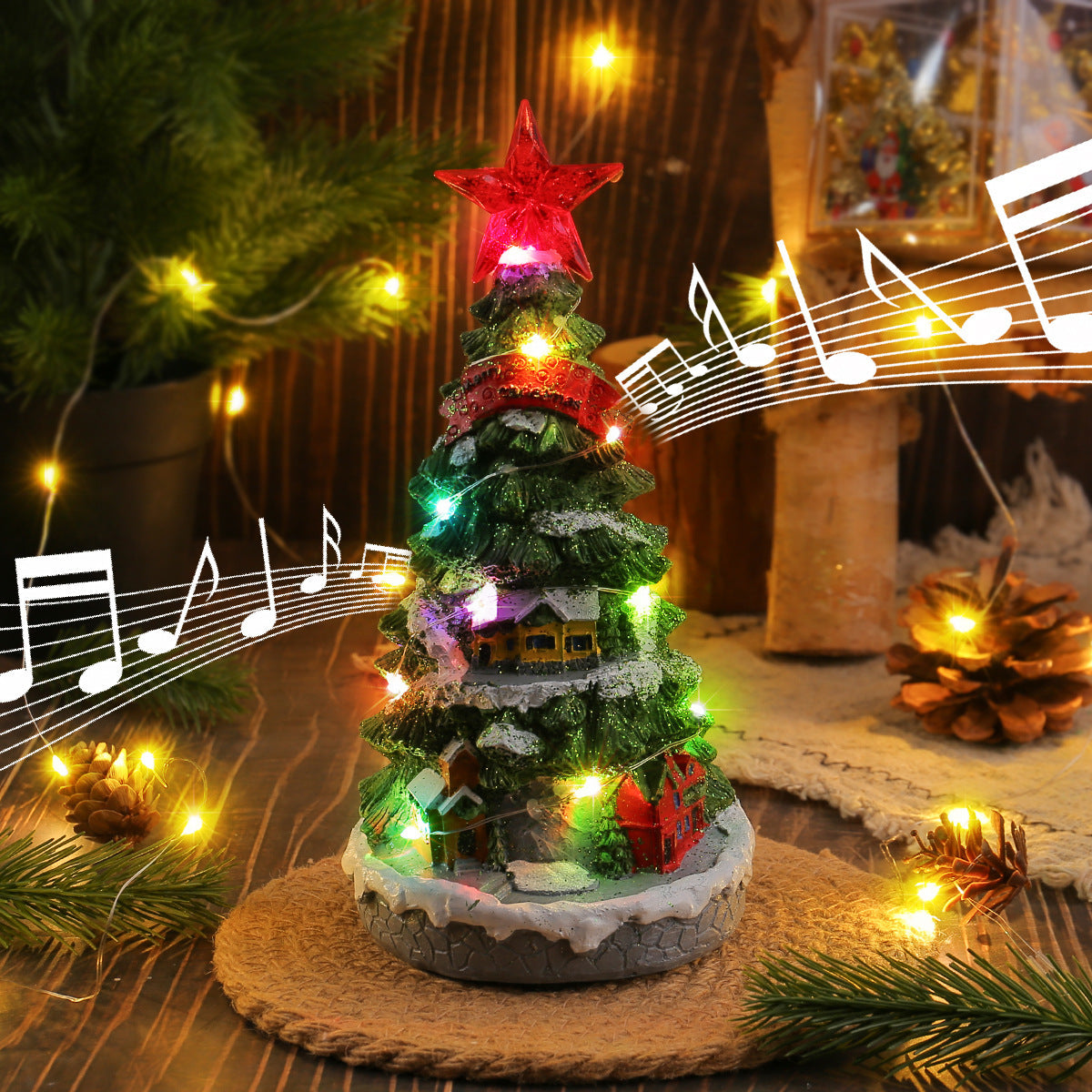 Christmas Glowing Tree Music Box - Holiday Ornament for Home Decor