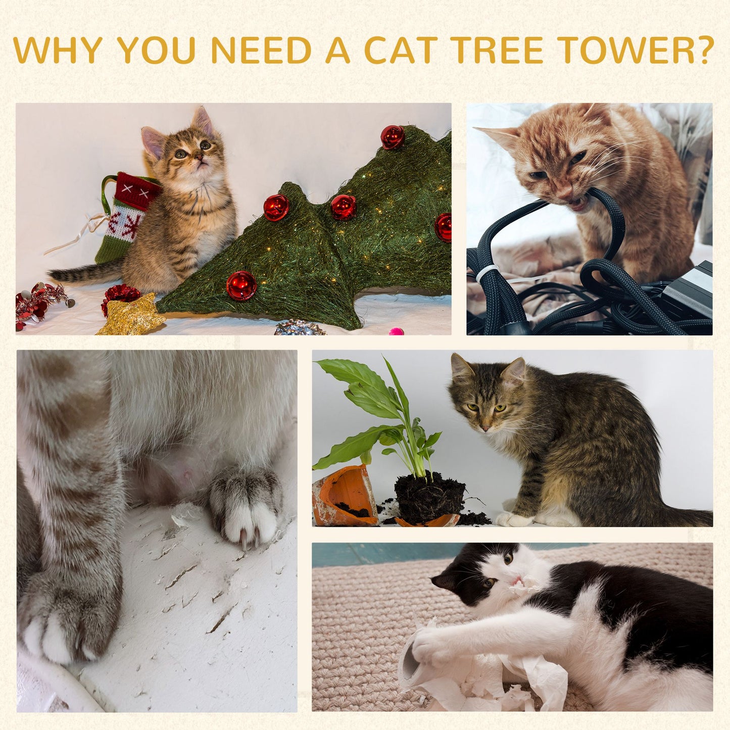 28-Inch Cat Condo Tower with Sisal Scratching Pad and Multiple Hideaways