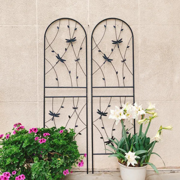 Metal Garden Trellis - 71" x 19.7" Rustproof Plant Support - Black