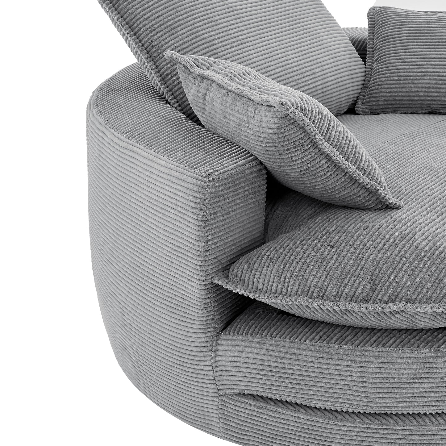 360° Swivel Barrel Chair with Dual-Layer Cushion - Grey