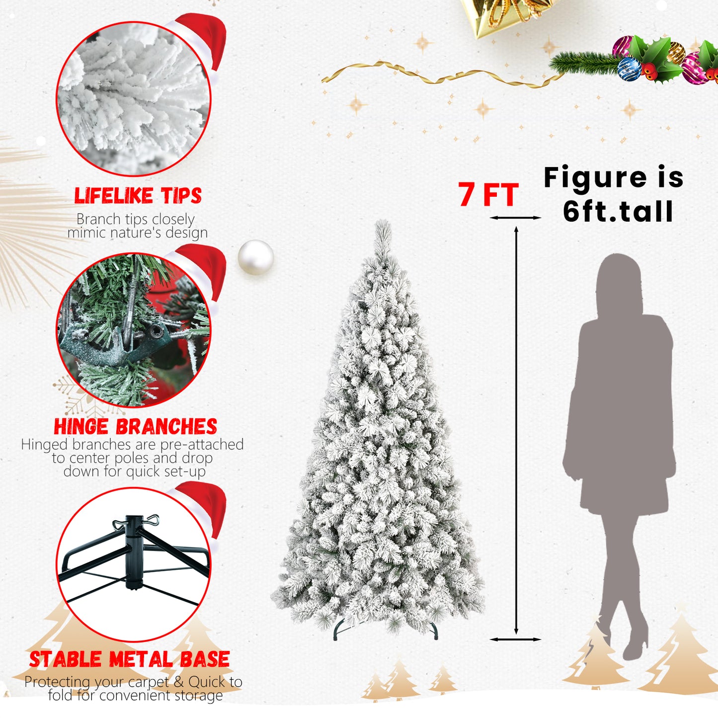 Flocked PVC Christmas Tree - Multiple Heights Available