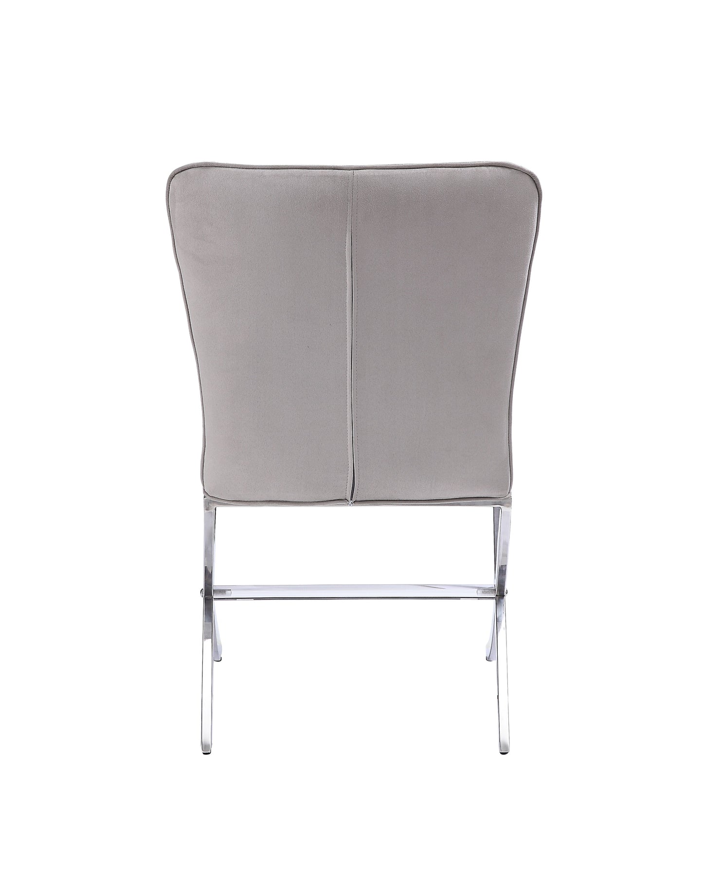Daire Light Gray Velvet & Chrome Side Chair Set of 2
