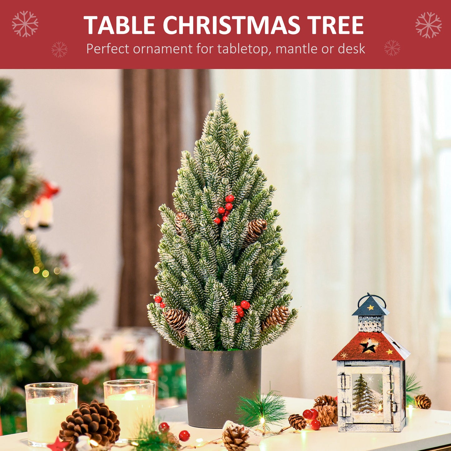 18" Tall Miniature Snow-Flocked Tabletop Christmas Tree