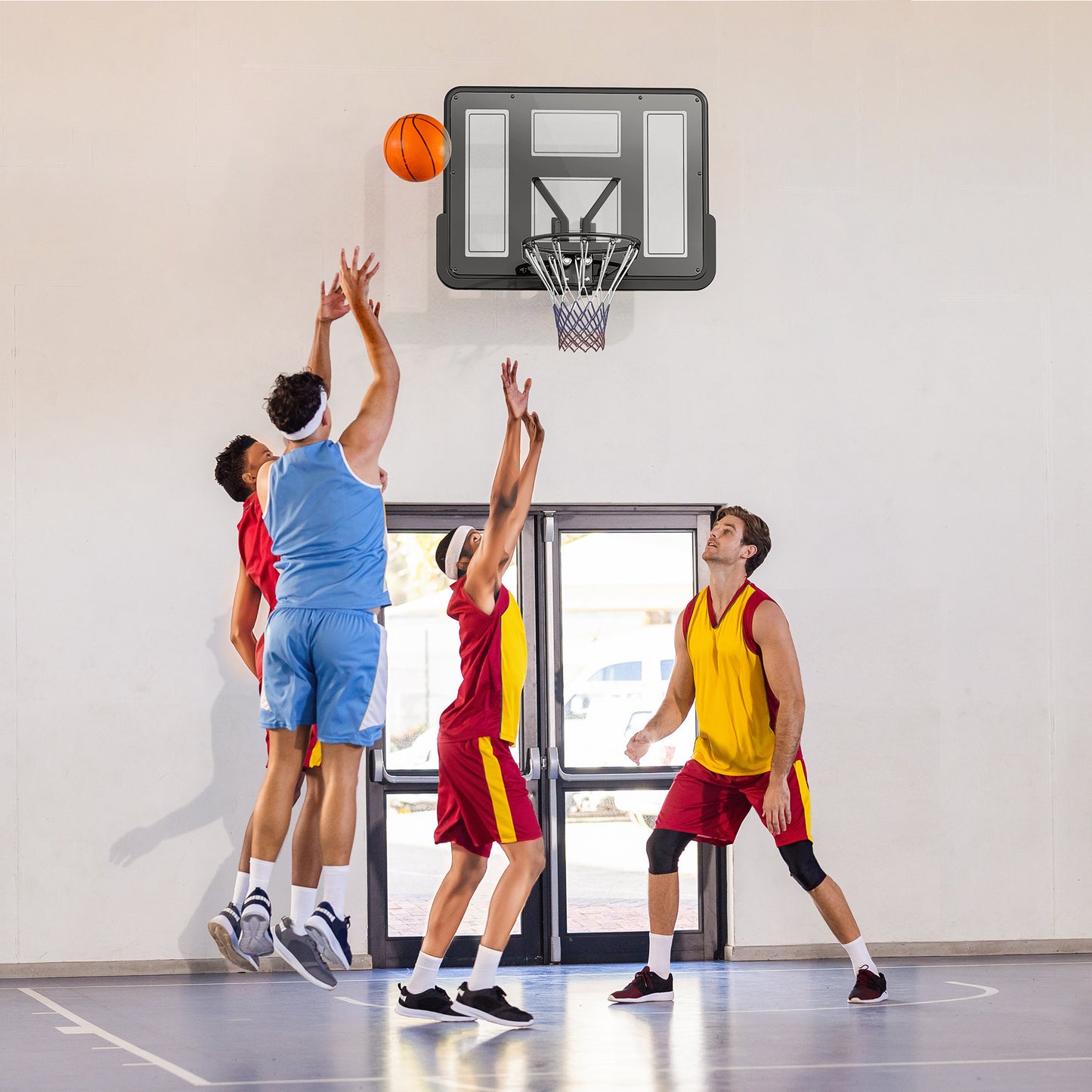 Wall Mounted Basketball Hoop with 43" Shatter Resistant Backboard - Black
