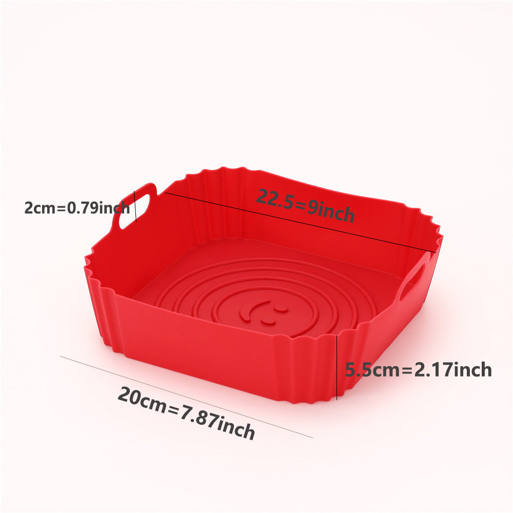 High Temp Silicone Air Fryer Tray - Square Kitchen Baking Mold, Multiple Colors