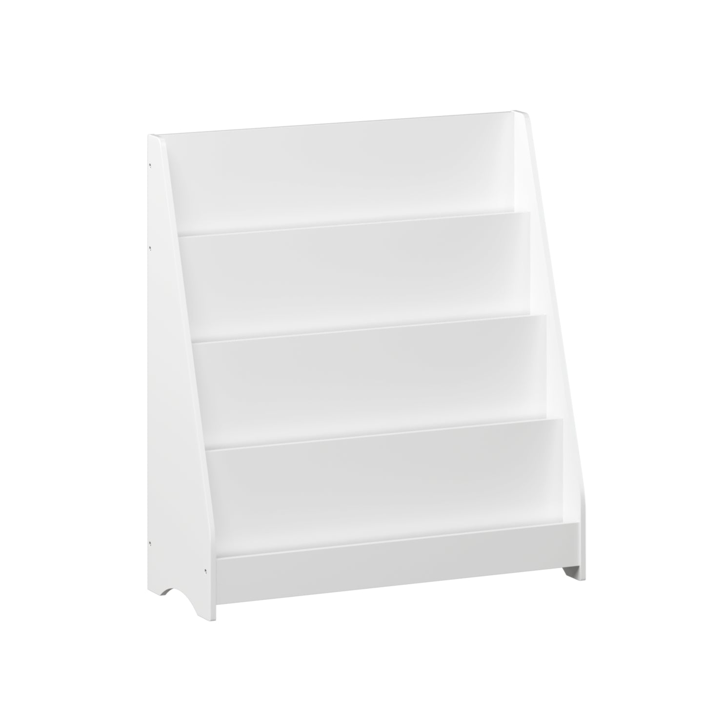 4-Tier Kids Bookshelf - White MDF Book Display Organizer