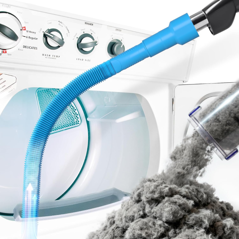 Blue Dryer Vent Cleaner Vacuum Attachment Kit - Flexible Hose for Lint Removal