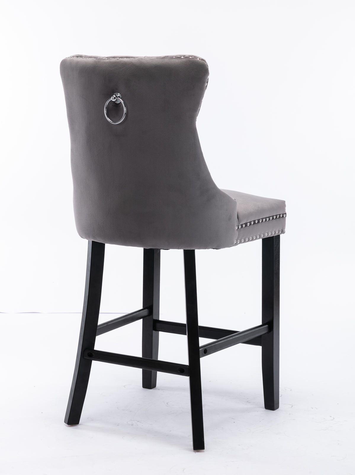 Contemporary Velvet Bar Stools Set of 2 - Gray