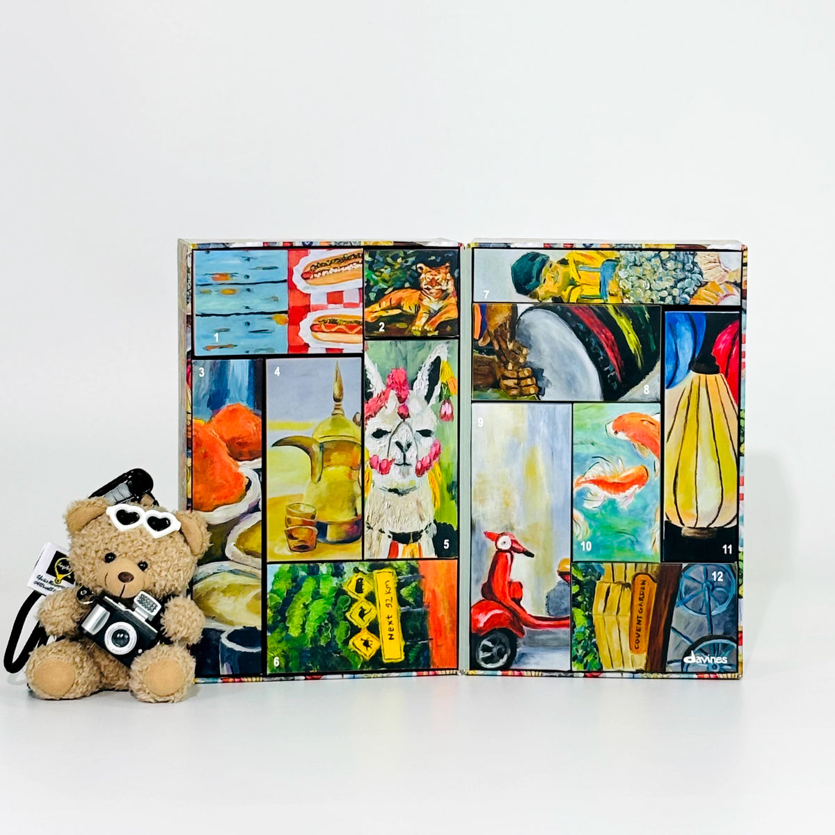 12-Day Hand-Painted Retro Pattern Surprise Gift Box Set - Christmas Decoration Supplies