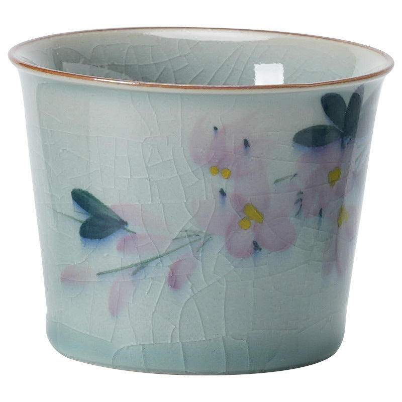 Hand Drawn Magnolia Tea Cup - 85ml Porcelain Drinkware for Tea Enthusiasts