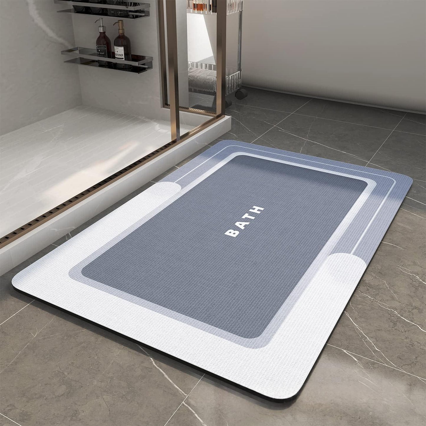 Non-Slip Stain-Resistant Bathroom Floor Mat - Modern Minimalist Square Design