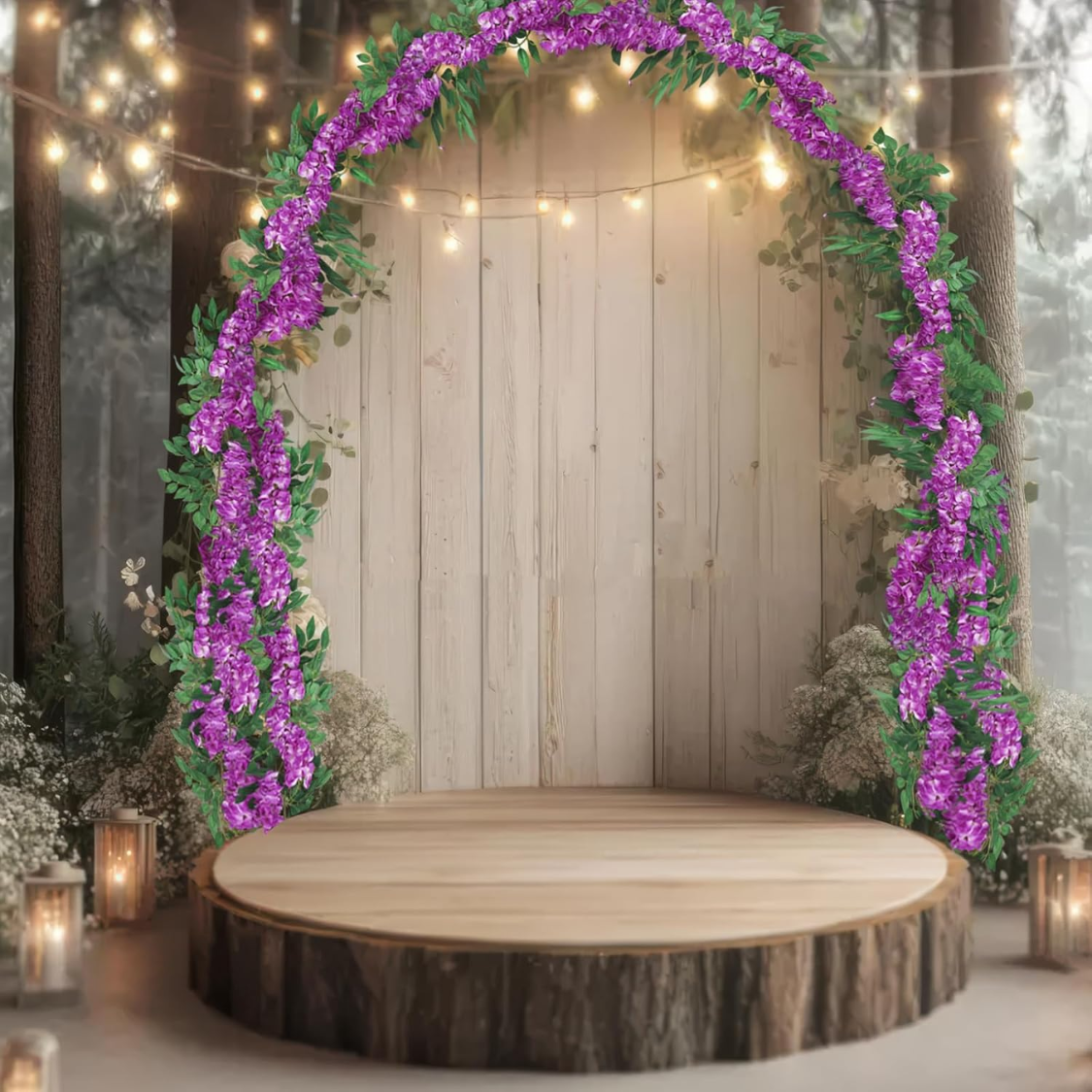 6.56FT Artificial Wisteria Vine Garland - Purplish Silk Flowers