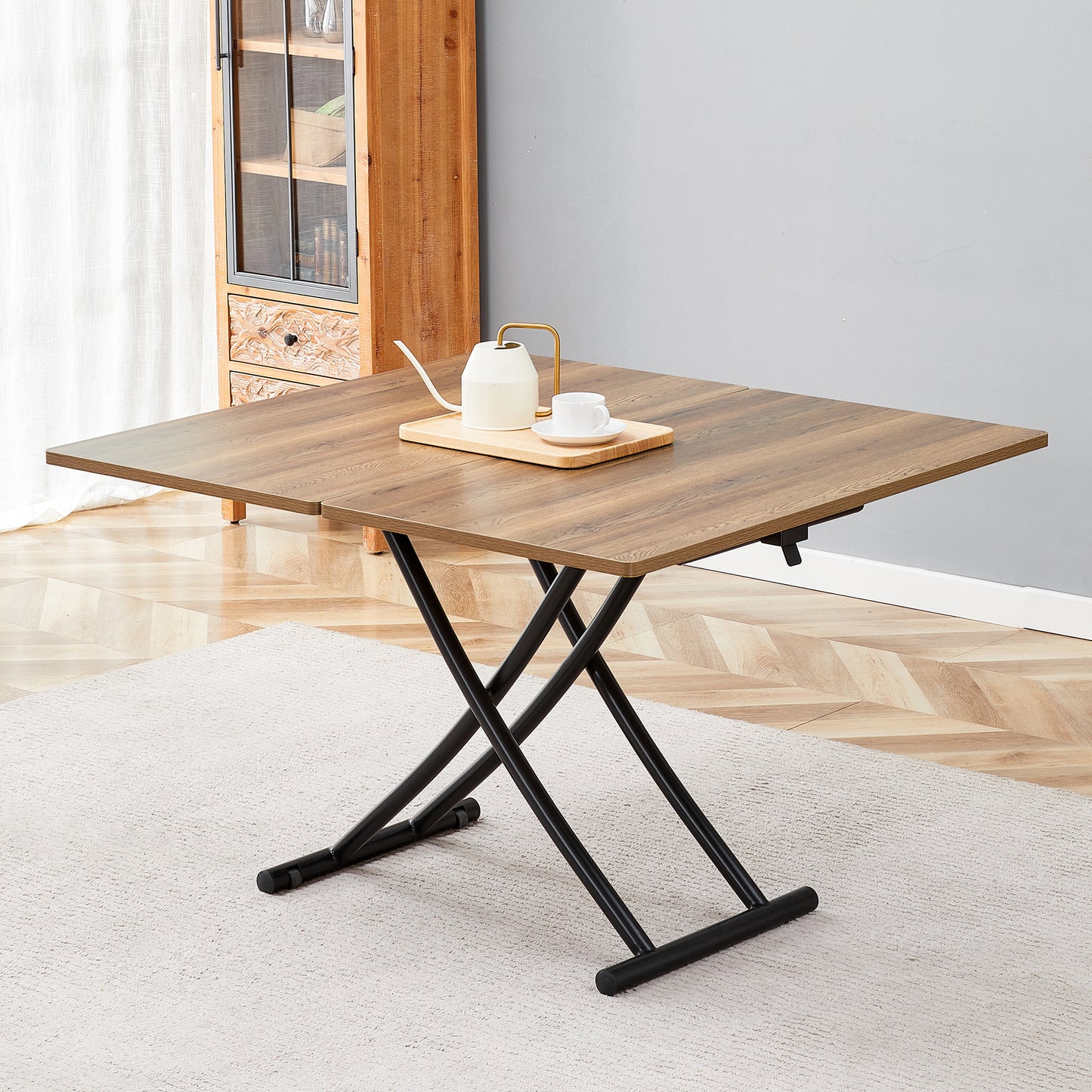 Modern Minimalist Multifunctional Lift Table With 0.8 Inch Thick MDF