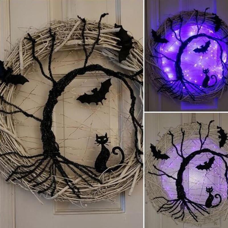 Luminous Entrance Corridor Cross Decoration - Simulation Wreath 37cm