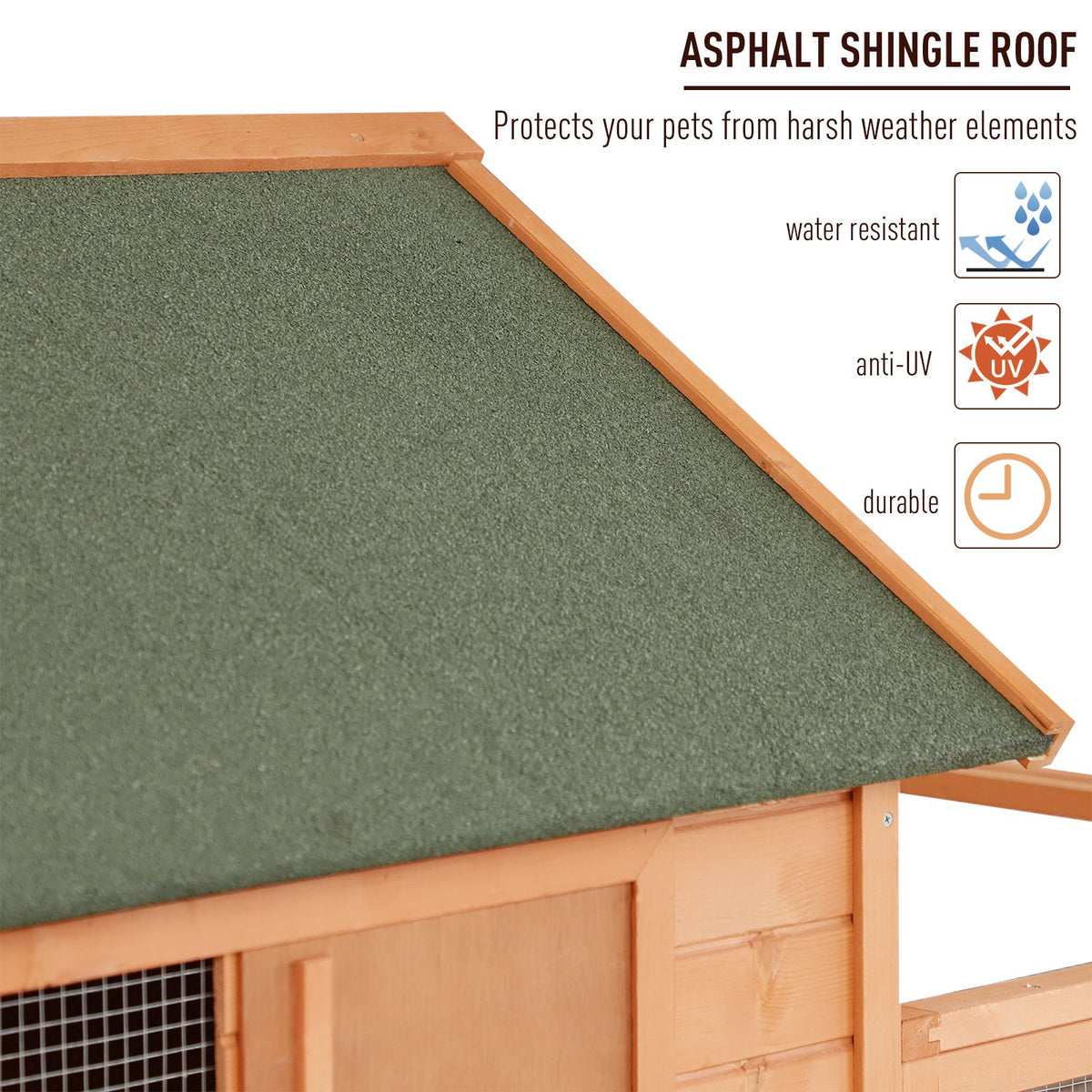Large Wooden Chicken Coop with Nesting Box and Run - 136.5 Inches