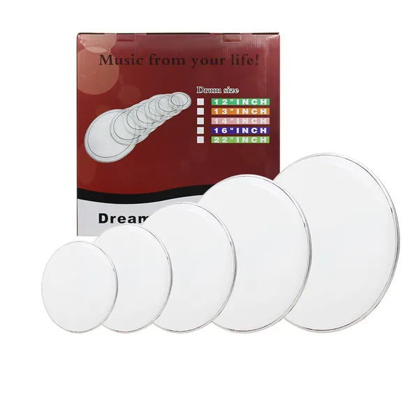 White Drum Heads Set - 22", 16", 14", 13", 12" - PET Material