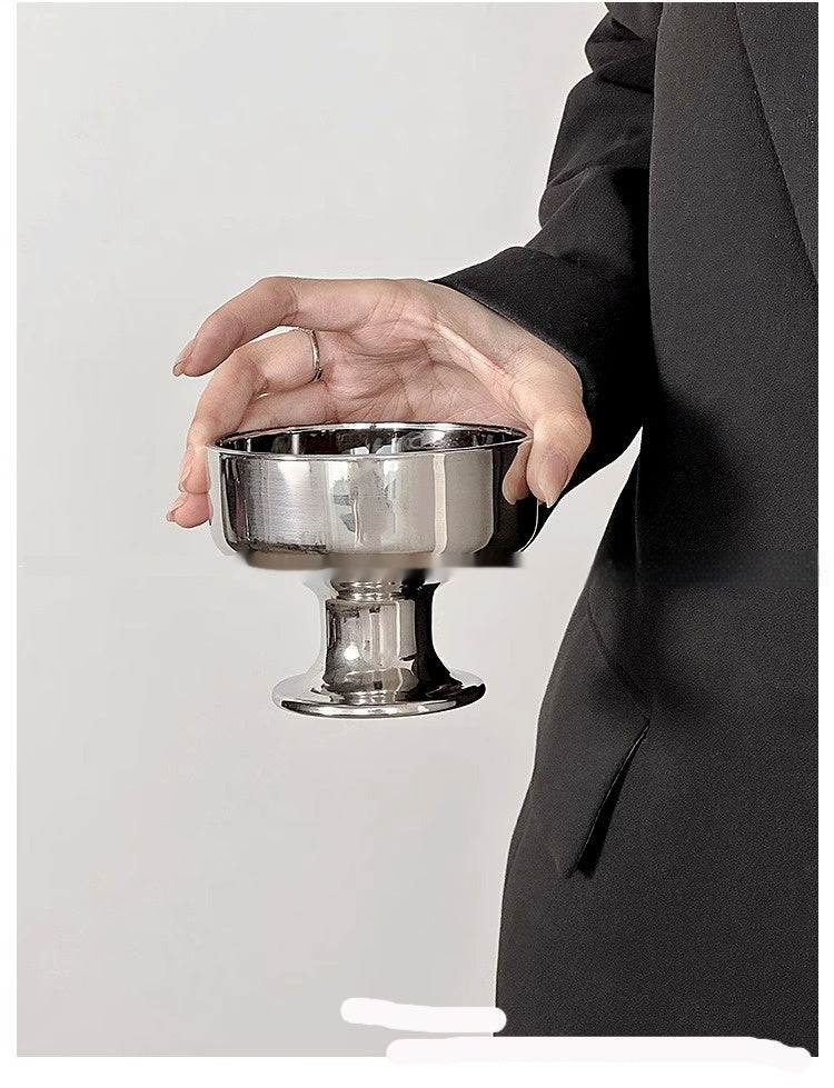 200ml Glass Pudding Ice Cream Cup – Silver, Korean Style, Food & Drinkware