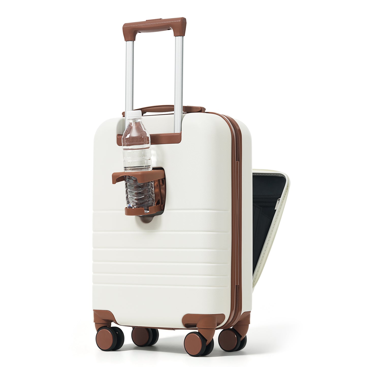 4-Piece Luggage Set with USB Charging Ports - Ivory