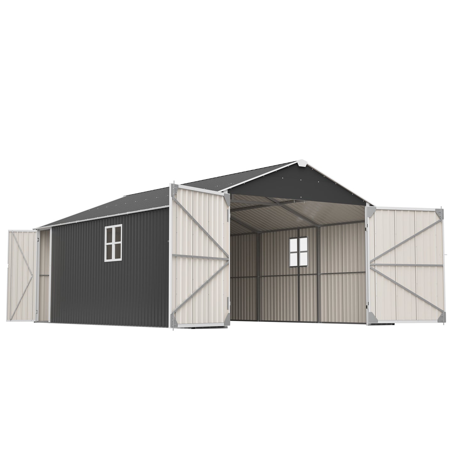 12x20 FT Outdoor Metal Shed - Spacious Storage with Double Doors