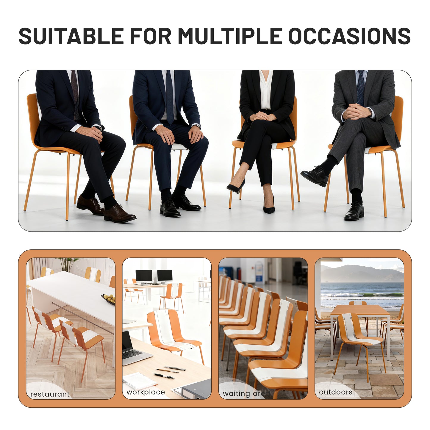 4-Pack Modern Striped Color Block Chairs - Indoor/Outdoor Seating