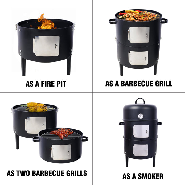 17 Inch Heavy Duty Charcoal Smoker Grill - Black