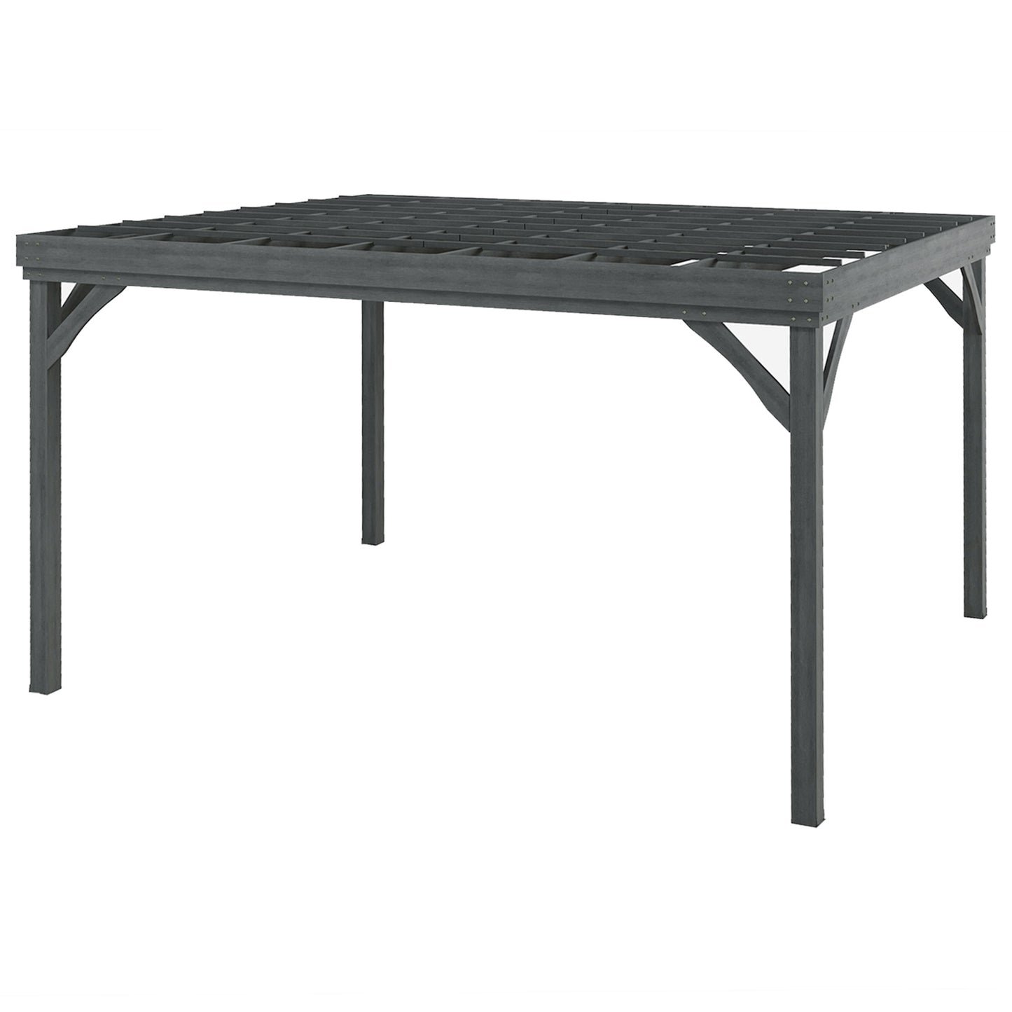 10x12 Gray Outdoor Wooden Pergola with Concrete Anchors