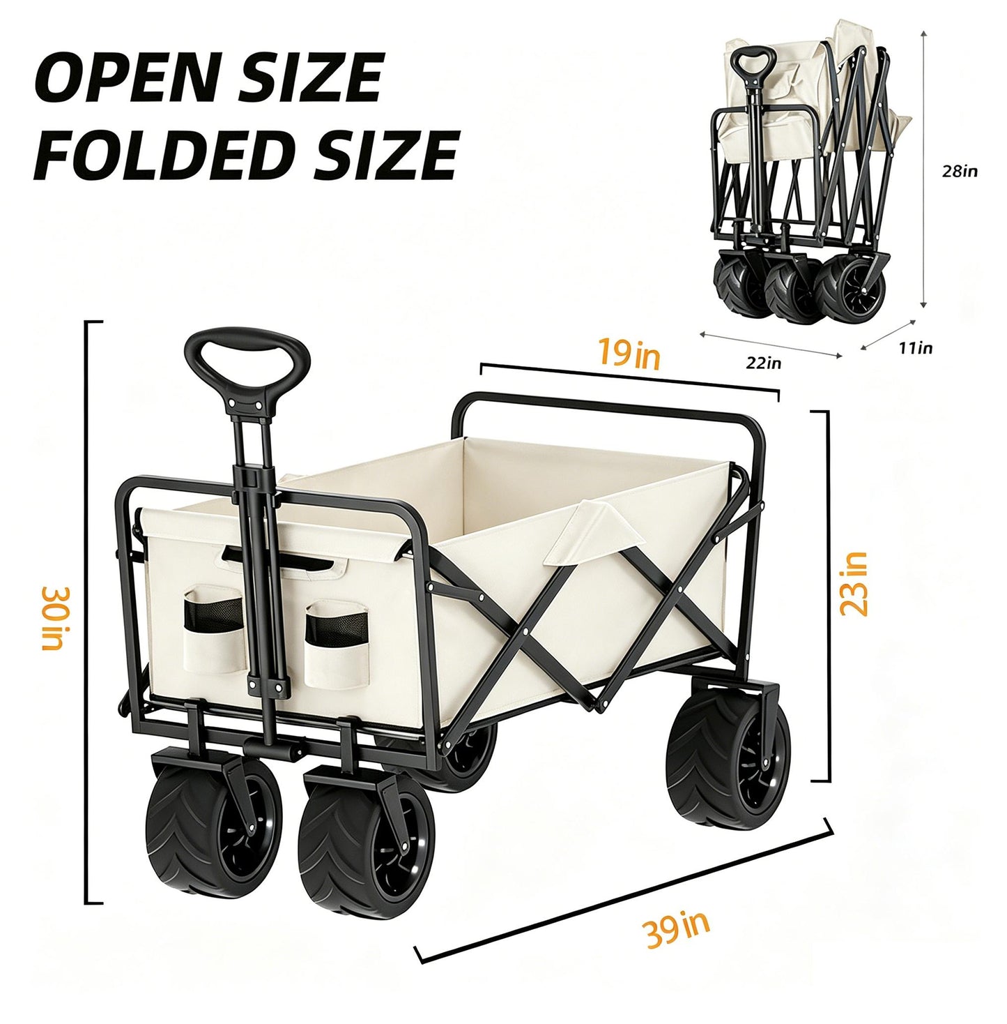Collapsible Utility Wagon Cart - Large Capacity Outdoor Trolley