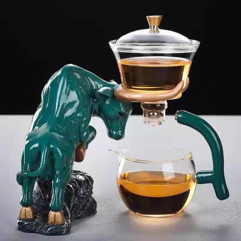 High Borosilicate Glass Tea Set with 6 Cups - Automatic Hot Cold Resistant