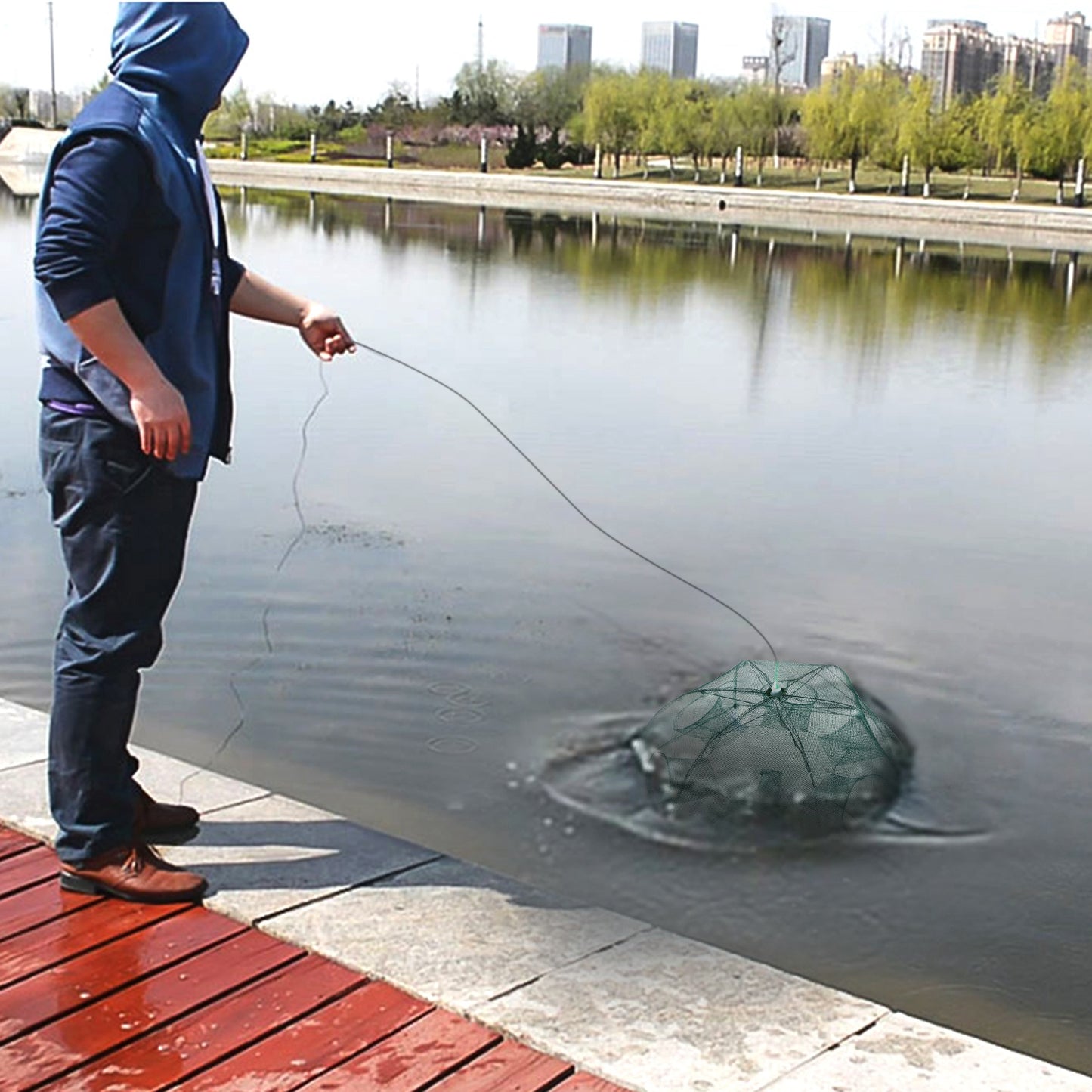 Portable Fishing Trap Net - Foldable Bait Catcher for Shrimp, Crab, Minnow