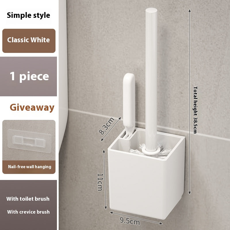 Wall-Mounted Toilet Brush Set with Long Handle and 2 Brushes - No Dead Angle Cleaning