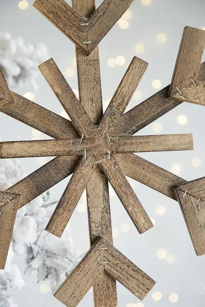 Large Fir Wood Snowflake Ornaments - Set of 2 for Holiday Decor