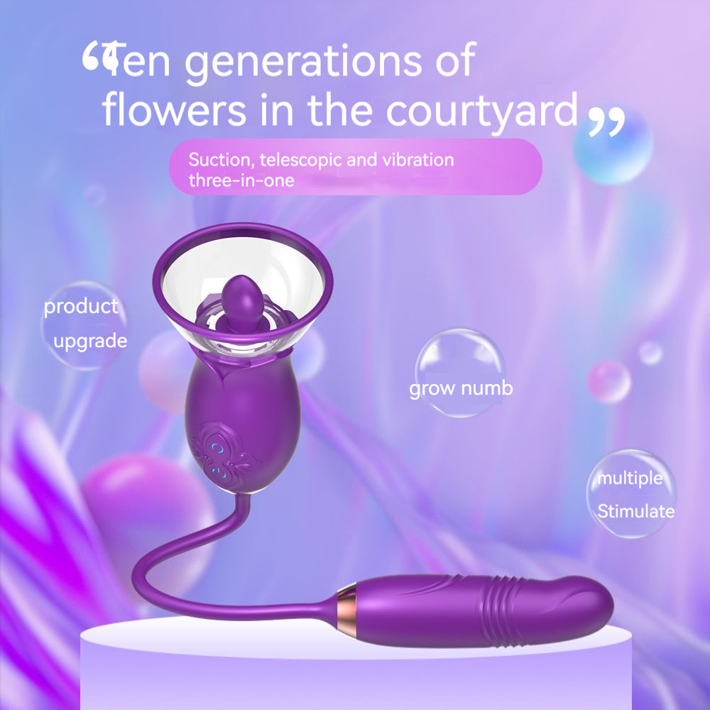 Double-Headed Sucking Tongue Licking Vibrator Device - Electric Silicone Adult Wellness
