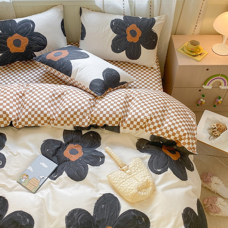 Printed Cartoon Girl Cotton Bed Quilt Cover Set - Multiple Sizes & Styles