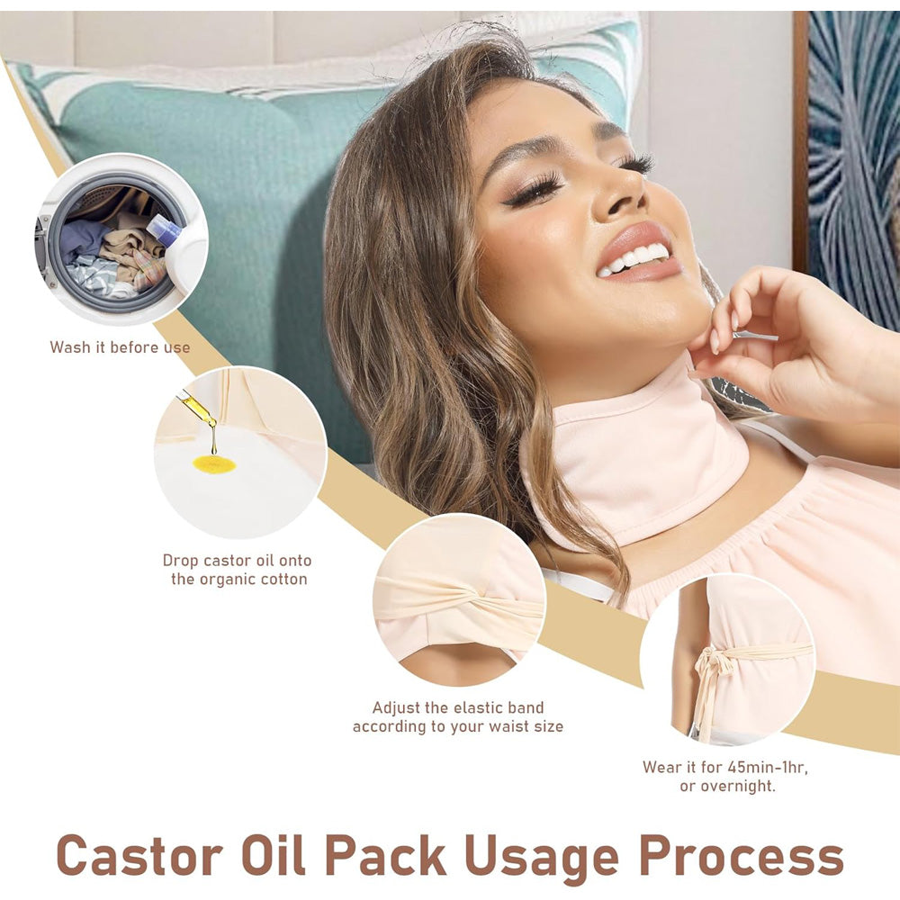 Reusable Castor Oil Vest Pack Wrap with 2oz Organic Cold Pressed Oil