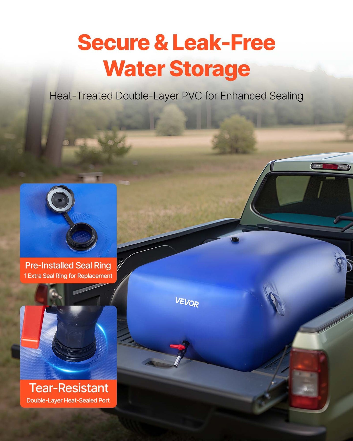 Collapsible Water Storage Bladder 142.7 Gal with Leakproof PVC Tank for Emergency & Garden Irrigation