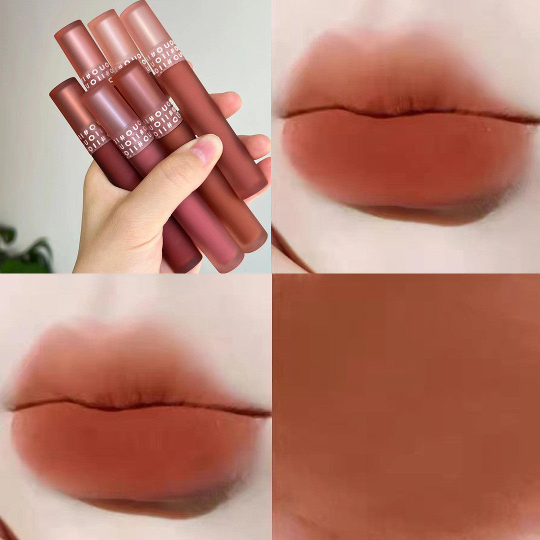Moisturizing Lip Glaze Set - Matte Non-Stick Lipstick with Cinnamon Oolong Flavour