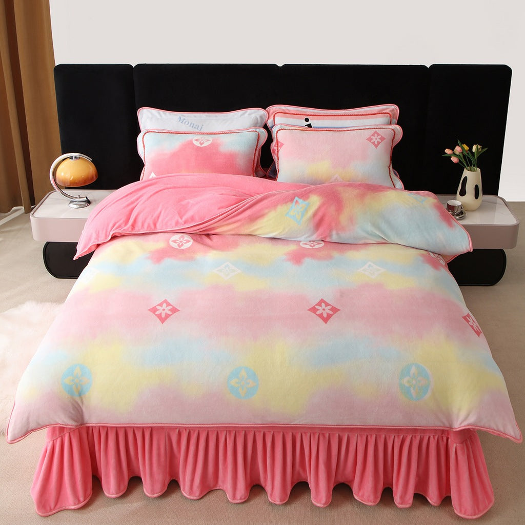 Milk Fiber Bedding Set - Four-Piece Modern Bedroom Linen