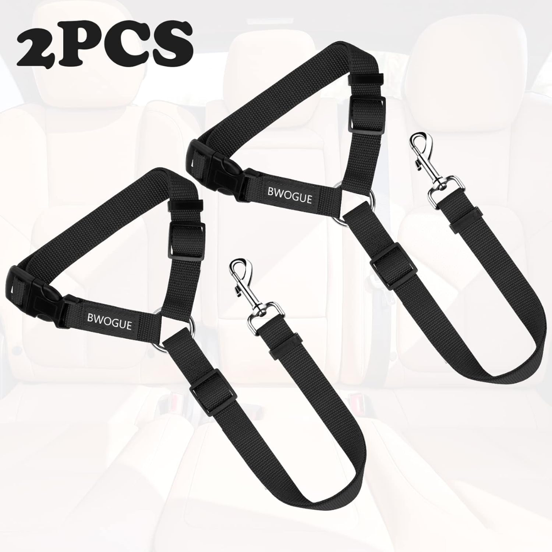 Dog Car Seat Belt Restraint with Adjustable Nylon Tether - Safe Travel Accessory