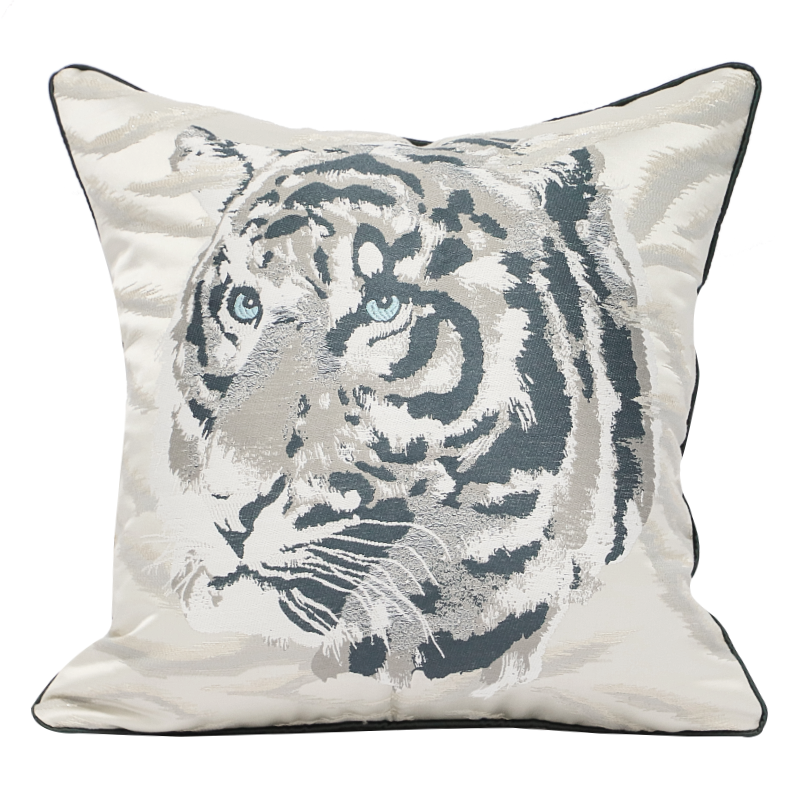 Sofa Cushion Cover - Leopard and Tiger Pattern, Satin Fabric, 45x45cm or 50x50cm