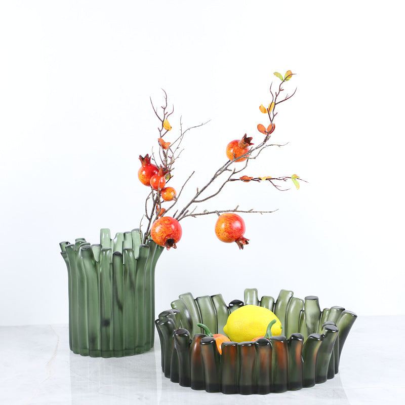 Modern Minimalist Resin Vase & Fruit Plate Set - Transparent Home Decor