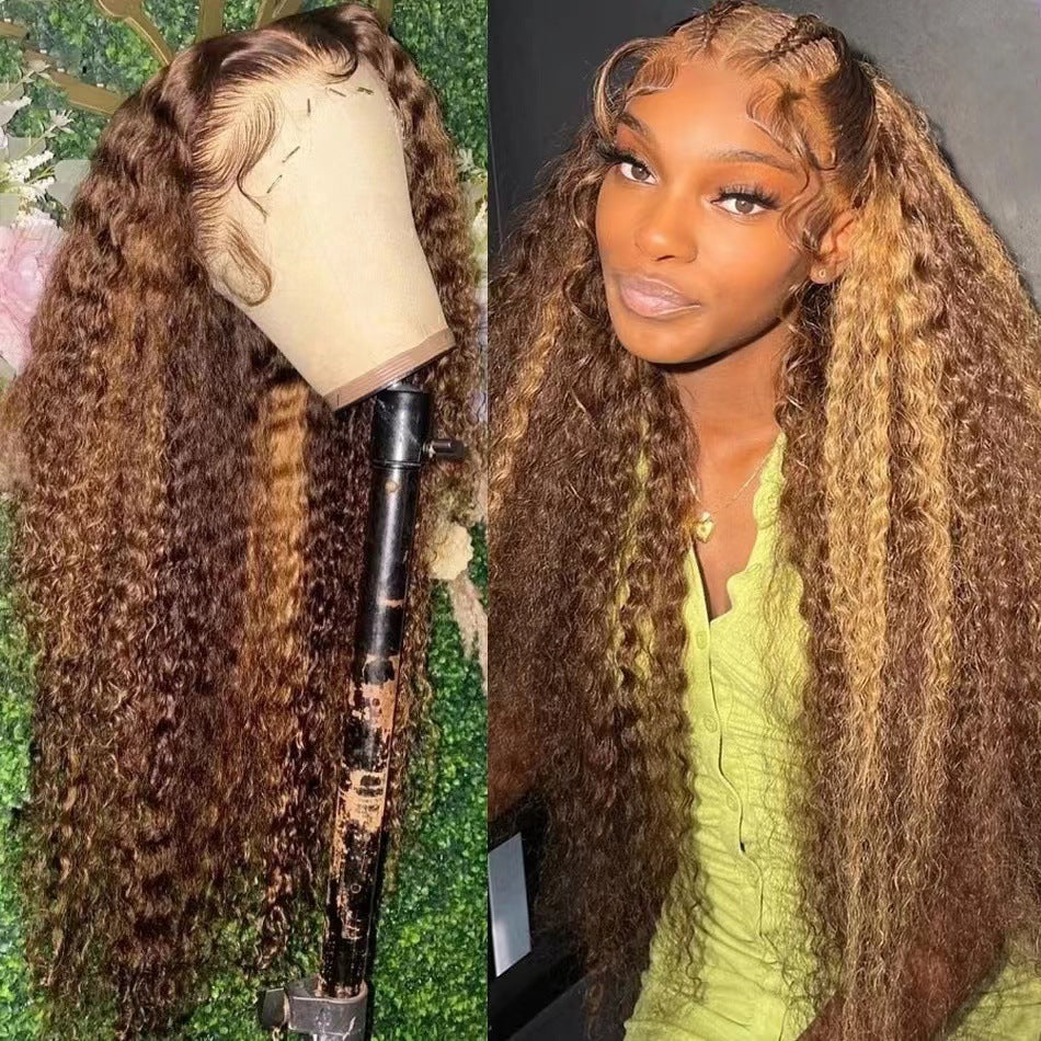 Black Gradient Big Wave Lace Front Wig for Women - Synthetic & Curly Styles
