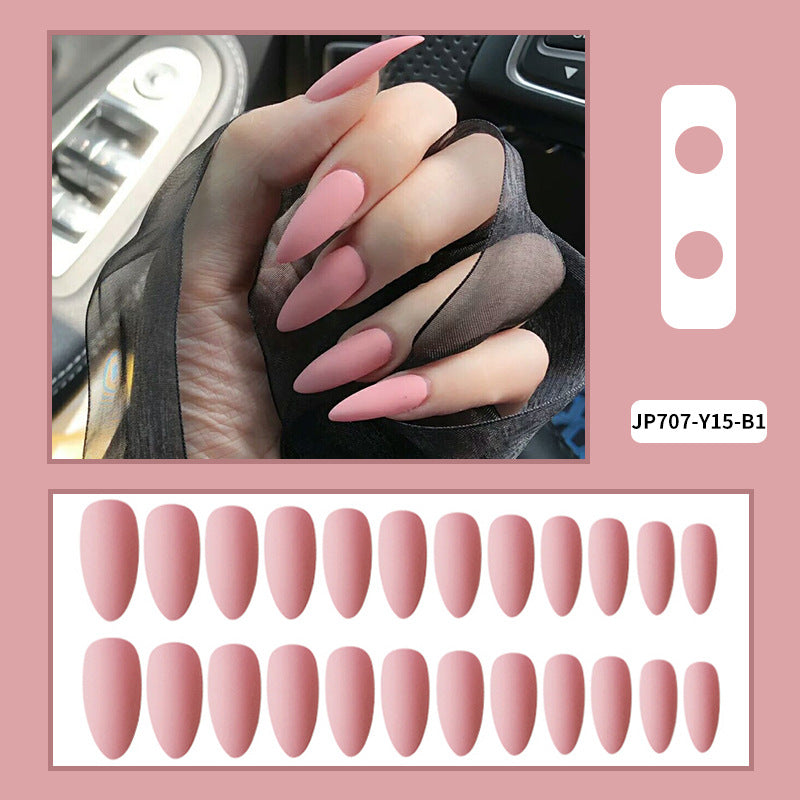 Women’s Solid Color Frosted Matte False Nails with Starry Sky Design