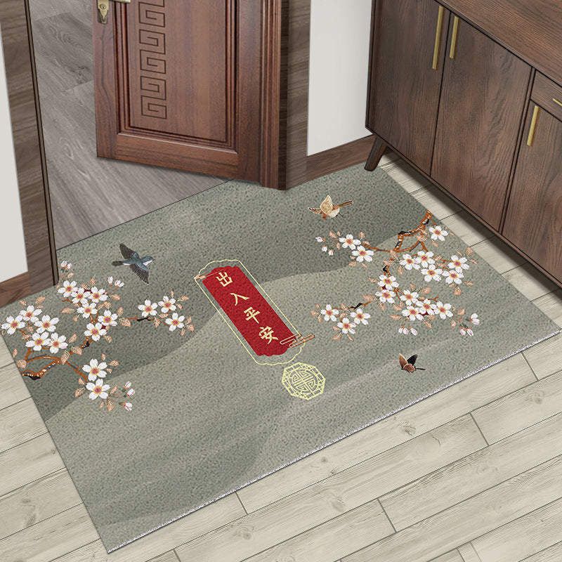 Chinese Style Silk Ring Foot Mat Door Entrance Rug Home Decor