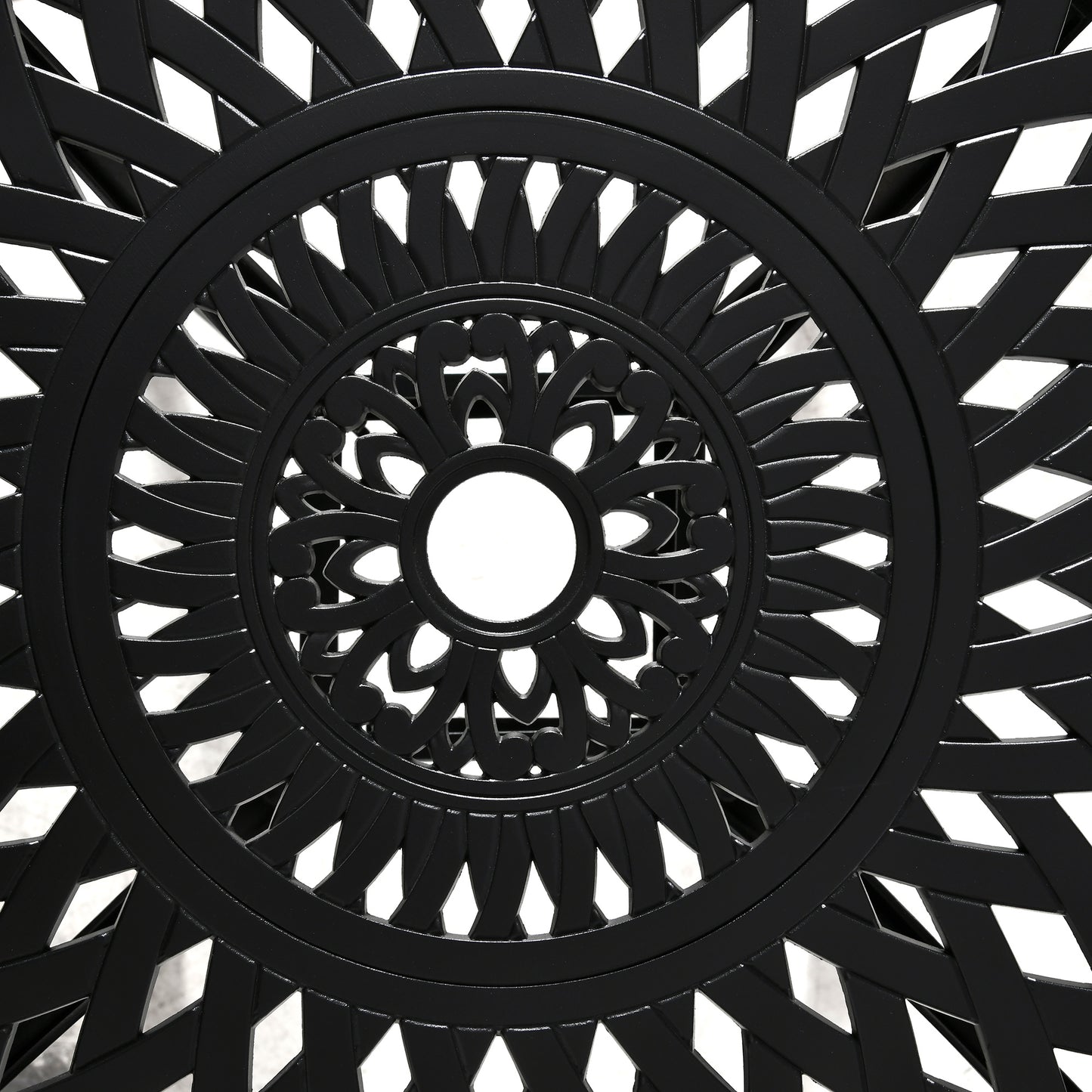 30" Round Outdoor Dining Table with Umbrella Hole - Black