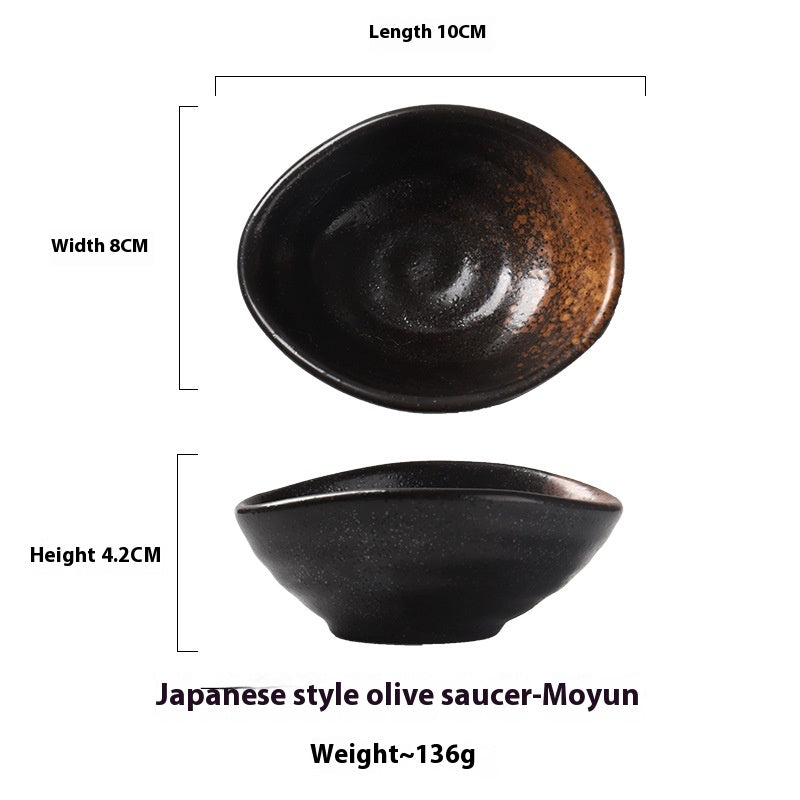 Japanese Ceramic Condiment Saucer - Retro Porcelain Dish for Kitchen & Dining