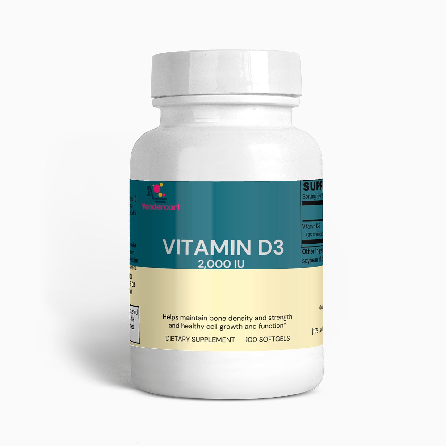 Vitamin D3 2000 IU Softgels - Bone, Muscle & Immune Support - 100 Count